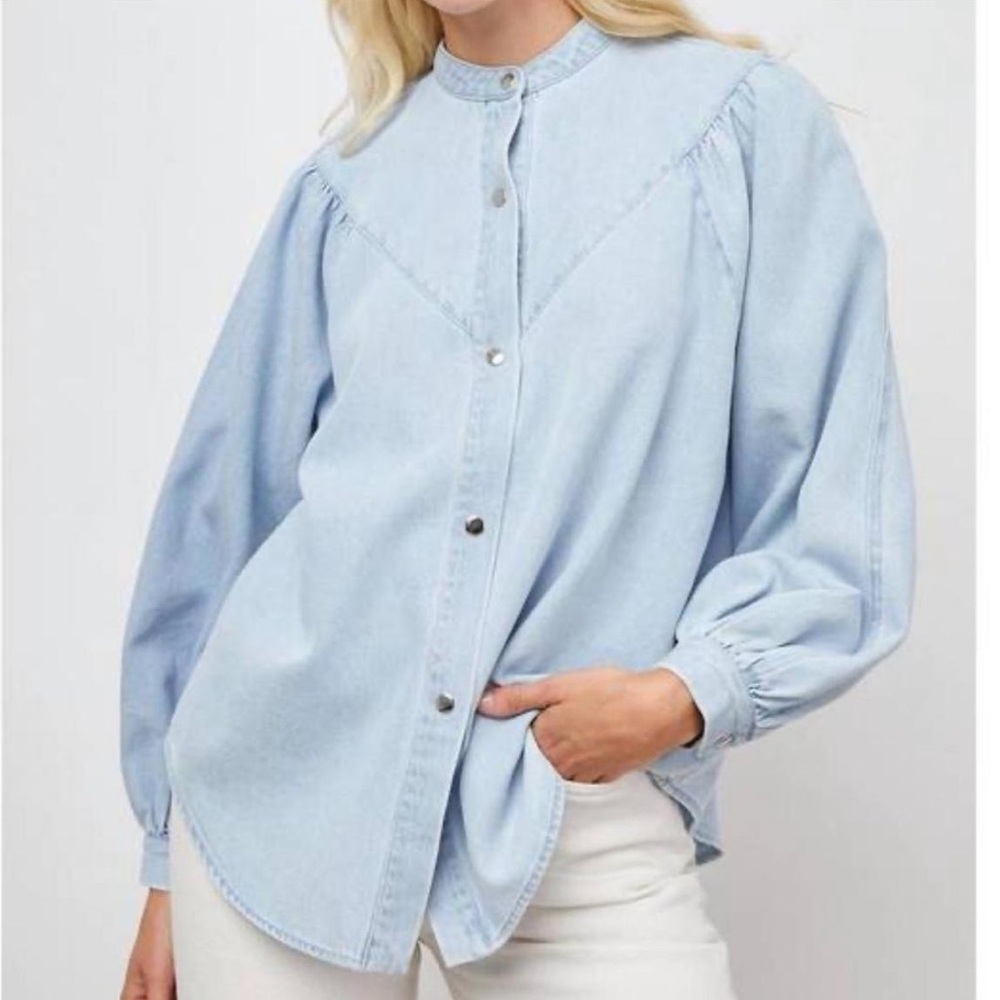 Rails $258 Monica Denim Wash Button-Down Western Blouse Large